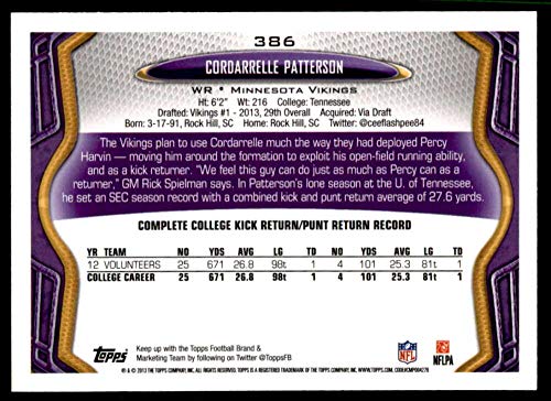 2013 Topps #386 Cordarrelle Patterson Vikings NFL Football Card (RC - Rookie Card) NM-MT