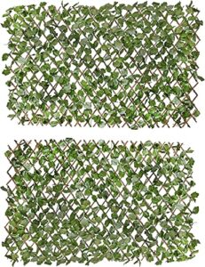 verseo artificial ivy privacy fencing system, faux ivy vine & willow branch lattice, adjustable ivy wall privacy screen, expandable horizontal or vertical up to 96" (set of 2, for 192" of coverage)