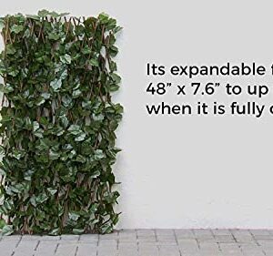 Verseo Artificial Ivy Privacy Fencing System, Faux Ivy Vine & Willow Branch Lattice, Adjustable Ivy Wall Privacy Screen, Expandable Horizontal or Vertical up to 96" (Set of 2, for 192" of Coverage)