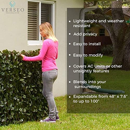 Verseo Artificial Ivy Privacy Fencing System, Faux Ivy Vine & Willow Branch Lattice, Adjustable Ivy Wall Privacy Screen, Expandable Horizontal or Vertical up to 96" (Set of 2, for 192" of Coverage)