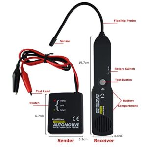 AllureEyes Automotive Cable Wire Tracker Short & Open Circuit Finder Tester Car Vehicle Repair Diagnostic Detector Tool Set DC 6-42V