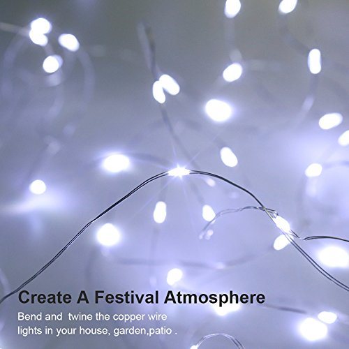 GDEALER 4 Pack 16.4 Feet 50 Led Fairy Lights Battery Operated with Remote Control Timer Waterproof Copper Wire Twinkle String Lights for Bedroom Indoor Outdoor Wedding Dorm Decor Cool White