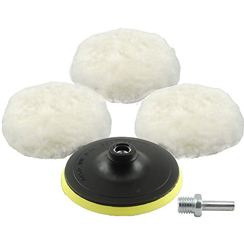 IROCH Wheel Polishing Pad and Polishing Buffer Woolen Polishing Waxing Pads Kits with M14 Drill Adapter with Polished and Polished Items Such as Artificial Stone Furniture Cars (6 Inch)