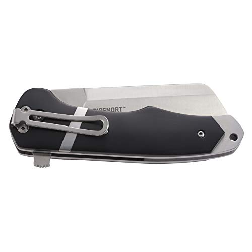 CRKT Ripsnort EDC Folding Pocket Knife: Everyday Carry, Heavy Cleaver Style Blade, Flipper Open, Liner Lock, POM with Stainless Inlay, Deep Carry Pocket Clip 7270