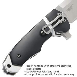 CRKT Ripsnort EDC Folding Pocket Knife: Everyday Carry, Heavy Cleaver Style Blade, Flipper Open, Liner Lock, POM with Stainless Inlay, Deep Carry Pocket Clip 7270