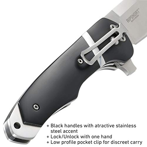 CRKT Ripsnort EDC Folding Pocket Knife: Everyday Carry, Heavy Cleaver Style Blade, Flipper Open, Liner Lock, POM with Stainless Inlay, Deep Carry Pocket Clip 7270