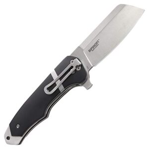 CRKT Ripsnort EDC Folding Pocket Knife: Everyday Carry, Heavy Cleaver Style Blade, Flipper Open, Liner Lock, POM with Stainless Inlay, Deep Carry Pocket Clip 7270