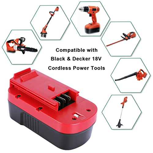 Biswaye 2-Pack 3.8Ah 18V NI-CD Battery Compatible with Black & Decker HPB18-OPE 18-Volt Slide Pack Battery HPB18 244760-00 A1718 FS18FL FSB18 and 18-Volt Firestorm Cordless Power Tools