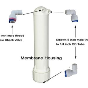 Malida 1812WH Reverse Osmosis Membrane Housing with 1/8 inch FPT Connections,+ 3pcs 1/8 inch Elbow quick connector. (White)