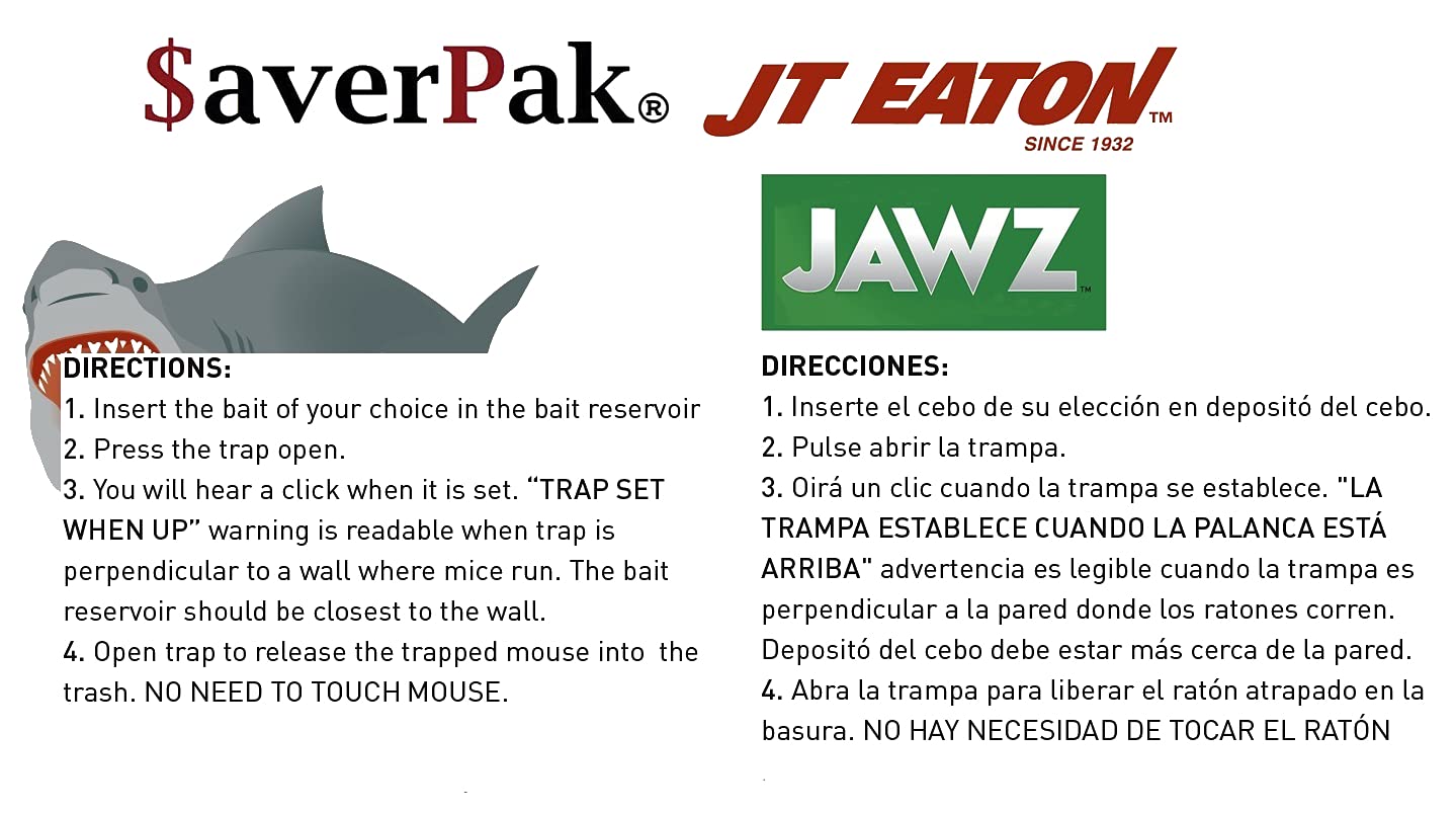 $averPak 2 Pack - Includes 2 JT Eaton Jawz Rat and Chipmunk Traps for use with Solid or Liquid Baits