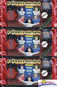 very rare 2017 panini adrenalyn xl fifa 365 premium special edition lot of (3) factory sealed booster packs with (30) cards including (3) limited edition & (9) special cards! imported from europe!