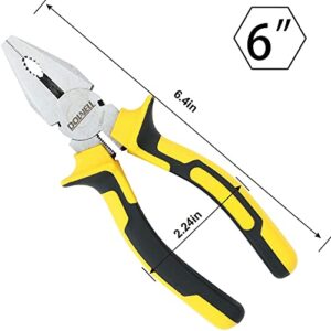 DOWELL Lineman's Pliers Combination Pliers with Cutter 6 Inch Heavy Duty Nickel Chromium Steel Construction And Professional Handle