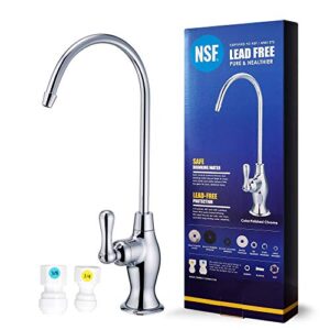 nsf certification water filtration reverse osmosis faucet (polished chrome) lead-free advanced ro tap for drinking, kitchen sink cooking, cleaning | safe, healthier …