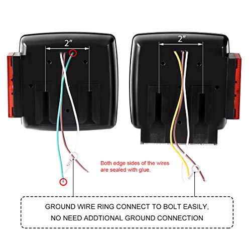 CZC AUTO 12V LED Submersible Left and Right Trailer Lights Stop Tail Turn Signal Lights for Under 80 Inch Boat Trailer Truck RV Marine-Replacement for Your Incandescent Bulb Units