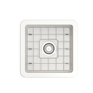 BOCCHI Sotto Dual-Mount Fireclay 18 in. Single Bowl Bar Sink with Protective Bottom Grid and Strainer in White