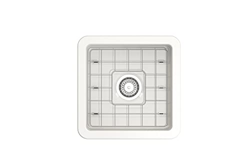 BOCCHI Sotto Dual-Mount Fireclay 18 in. Single Bowl Bar Sink with Protective Bottom Grid and Strainer in White