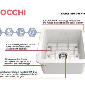 BOCCHI Sotto Dual-Mount Fireclay 18 in. Single Bowl Bar Sink with Protective Bottom Grid and Strainer in White