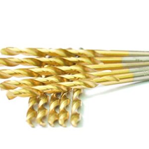 Pack of 10,【1/16 "】 x 1-7/8" Titanium Coated HSS Twist Drill Bits.Jobber Length.for Wood,Metal & Plastic,General Purpose.