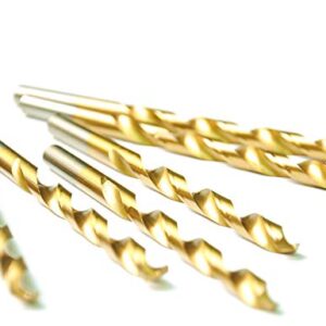 Pack of 10,【1/16 "】 x 1-7/8" Titanium Coated HSS Twist Drill Bits.Jobber Length.for Wood,Metal & Plastic,General Purpose.