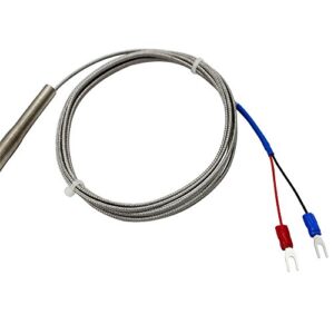 T-PRO K-Type Thermocouple Temperature Sensors 2M/6.6Ft Wire，Stainless Steel Probe (Probe Length 100mm)