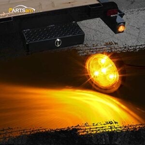 Partsam 2pcs Amber Led Light Trailer 2" Round,w/Plug & Grommet Clearance Marker 4 LED