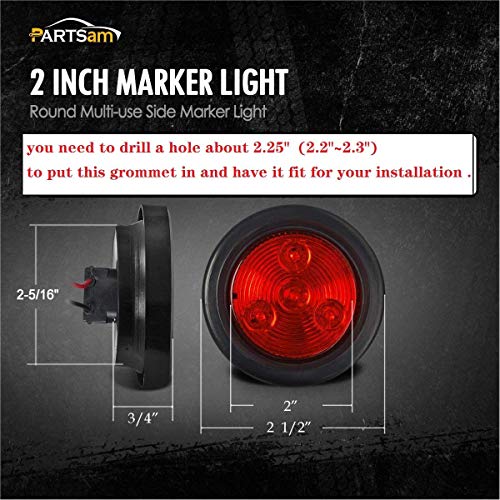 Partsam 10Pack(5 Amber + 5 Red) 2" Led Round Trailer Side Marker Light Grommet Flush Mount 4LED, Sealed 2 inch Round Clearance Lights with Reflex Lens for Truck RV Camper, IP67 Waterproof, 12V