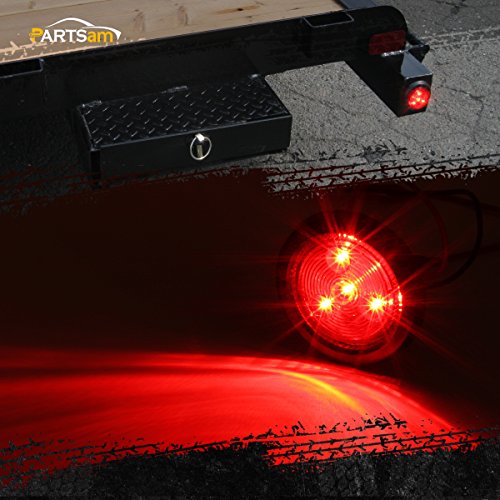 Partsam 10Pack(5 Amber + 5 Red) 2" Led Round Trailer Side Marker Light Grommet Flush Mount 4LED, Sealed 2 inch Round Clearance Lights with Reflex Lens for Truck RV Camper, IP67 Waterproof, 12V