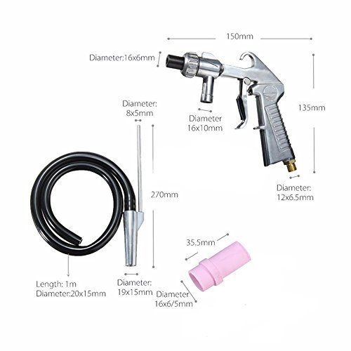 Jewboer Sand Blaster Gun,Sand Blasting Guns Sandblaster Kit for Sandblasting Cabinet Abrasive Media Blaster with Ceramic Nozzles Tip