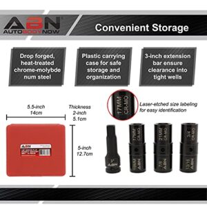 ABN Double Side Socket 4-Piece Impact Lug Nut Socket Set - 1/2 inch Drive Flip Sockets Thin Wall Tire Sockets