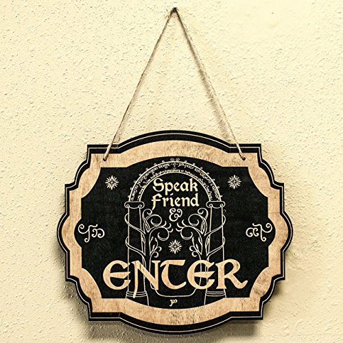 Speak Friend and Enter - Black Door Sign