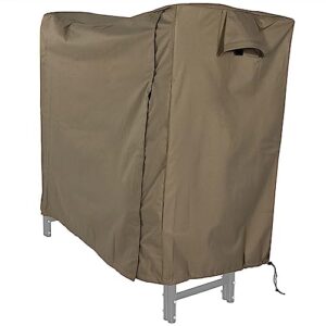 Sunnydaze 5-Foot Firewood Log Rack Cover - Weather-Resistant Outdoor Heavy-Duty Polyester with PVC Backing - Khaki