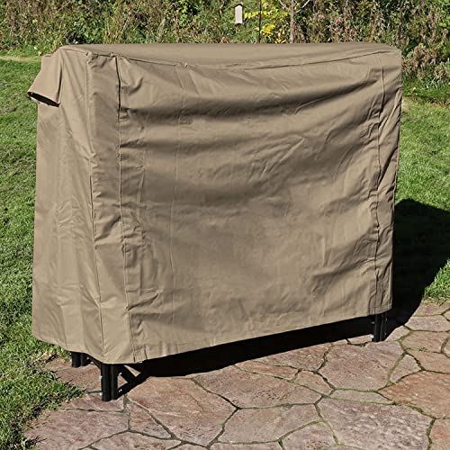 Sunnydaze 5-Foot Firewood Log Rack Cover - Weather-Resistant Outdoor Heavy-Duty Polyester with PVC Backing - Khaki