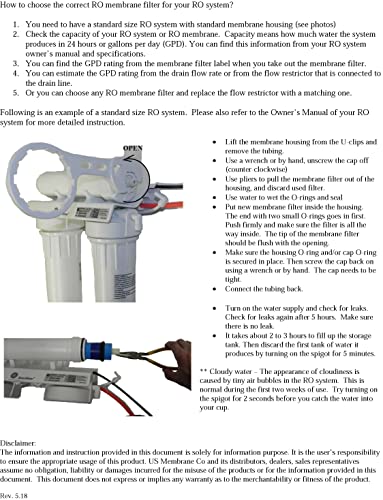 USM compatible RO membrane filter for GE FX12M, TFC-24, 24 GPD RO membrane filter for GE GXRM10RBL Reverse Osmosis systems