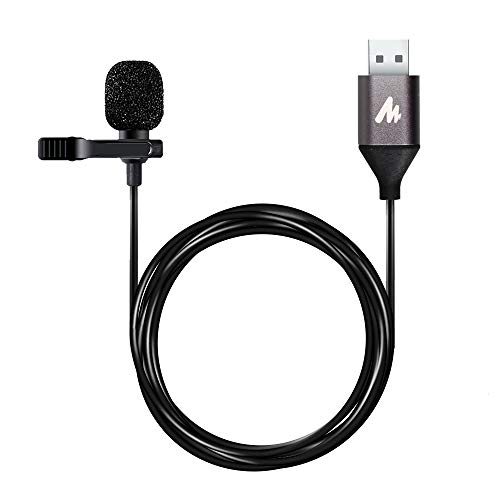 MAONO USB Lavalier Microphone, 192KHZ/24BIT Plug & Play Omnidirectional Lapel Shirt Collar Clip on Mic for PC, Computer, Mac, Laptop, YouTube, Skype, Recording, Podcasting, Gaming, AU-UL10