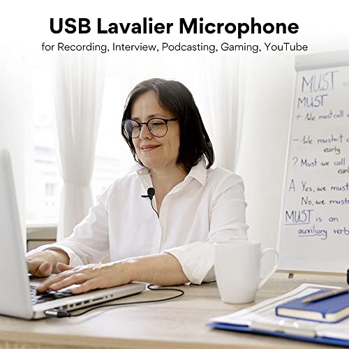 MAONO USB Lavalier Microphone, 192KHZ/24BIT Plug & Play Omnidirectional Lapel Shirt Collar Clip on Mic for PC, Computer, Mac, Laptop, YouTube, Skype, Recording, Podcasting, Gaming, AU-UL10