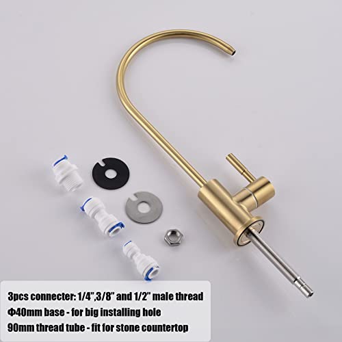 Havin Gold Drinking Water Faucet,Brushed Gold Reverse Osmosis Faucet,Water Filter Faucet for Kitchen Sink Use,Beverage Faucet,Lead-Free Stainless Steel(Brushed Gold)