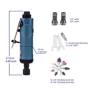 SHININGEYES Air Die Grinder with 1/4" and 1/8" Collets Air Compressor Tool, Air Straight Grinder and Air Angle Grinder (straight grinder)