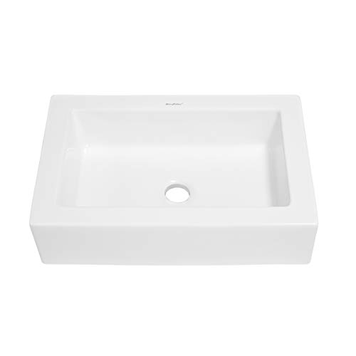 Swiss Madison SM-VS282 Voltaire Wide Rectangle Vessel Sink, Glossy White