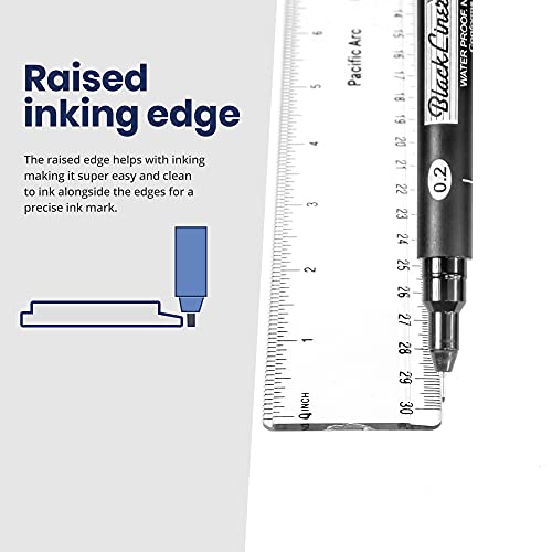 Pacific Arc 24 Inch Ruler Clear Plastic, Graduations in Inches and Centimeters