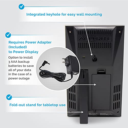 AcuRite Digital Vertical Weather Forecaster with Indoor/Outdoor Temperature, Humidity, and Date and Time (01121M) , BLACK