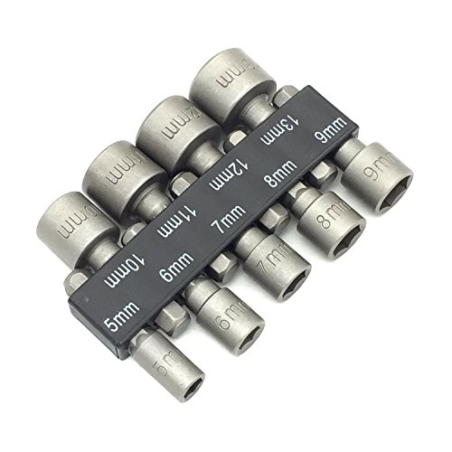 PANOVO 9pcs Power Hand Driver Drill Tools Set 5-13mm Metric Socket Wrench Set Power Nuts Driver Socket 1/4" Hex Shank Drill Bit Set