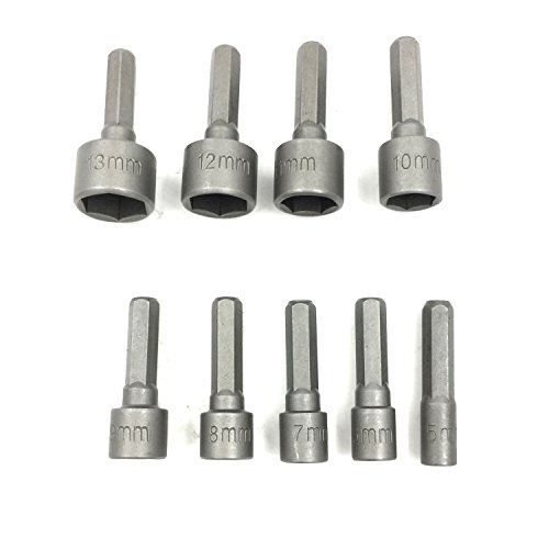 PANOVO 9pcs Power Hand Driver Drill Tools Set 5-13mm Metric Socket Wrench Set Power Nuts Driver Socket 1/4" Hex Shank Drill Bit Set