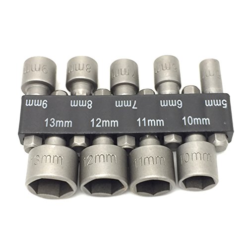 PANOVO 9pcs Power Hand Driver Drill Tools Set 5-13mm Metric Socket Wrench Set Power Nuts Driver Socket 1/4" Hex Shank Drill Bit Set