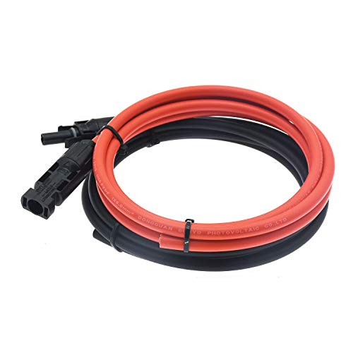 RIOCAN 1 Pair Black + Red 10AWG(6mm²) Solar Panel Extension Cable Wire Connector Solar Adaptor Cable with Female and Male Connectors (5 FT)