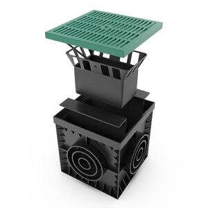 Vodaland - 12x12 Catch Basin Green Grate Package with Debris Basket and partitions Included!