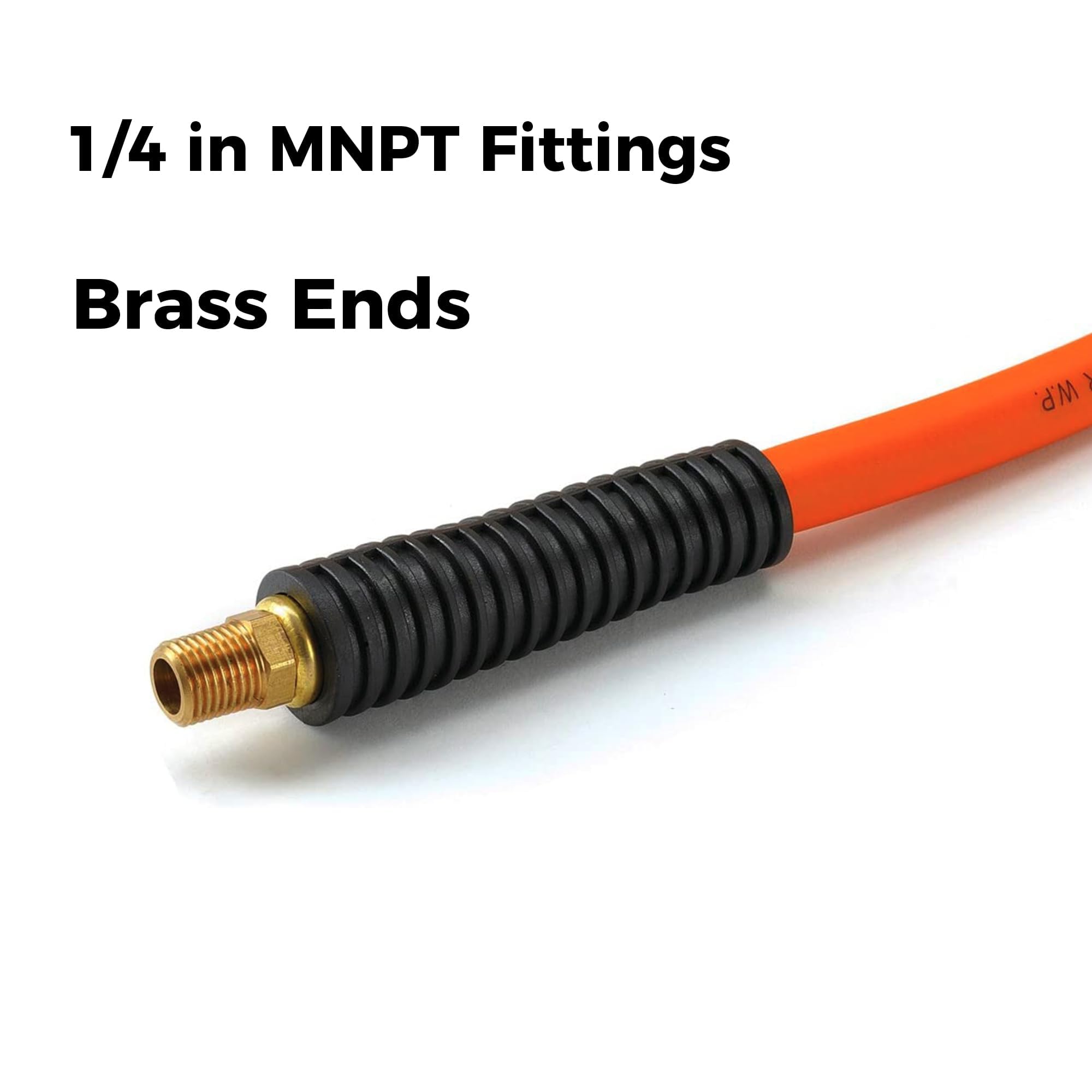 Giraffe Tools Rubber Air Hose, 3/8 inch x 25 ft, 1/4 in. MNPT Fittings, 300 PSI Heavy Duty, Lightweight Air Compressor Hose