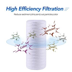 ICEPURE 5 Micron 10”*4.5'' Whole House Sediment String Wound Water Filter Replacement filter for 84637, WPX5BB97P, PC10, 355214-45, 355215-45, WP10BB97P, WP5BB97P, 2PACK