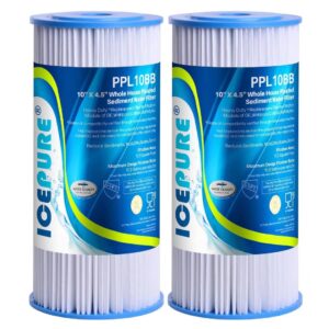 10" x 4.5" whole house pleated water filter replacement for ge fxhsc, culligan r50-bbsa, pentek r50-bb, dupont wfhdc3001, w50pehd, gxwh40l, gxwh35f, for well water, pack of 2