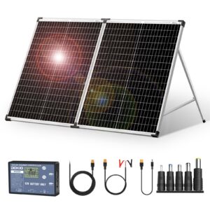 dokio portable foldable 100w 18v solar suitcase monocrystalline, folding solar panel kit with controller to charge 12 volts batteries (agm lead/acid types vented gel) rv camping boat