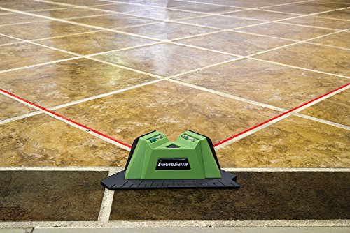 PowerSmith PLTS07 Tile and Flooring Laser Square with Two 90° Laser Lines, Two Built-In Bubble Vials, Wall Mount Plate, and Batteries Black
